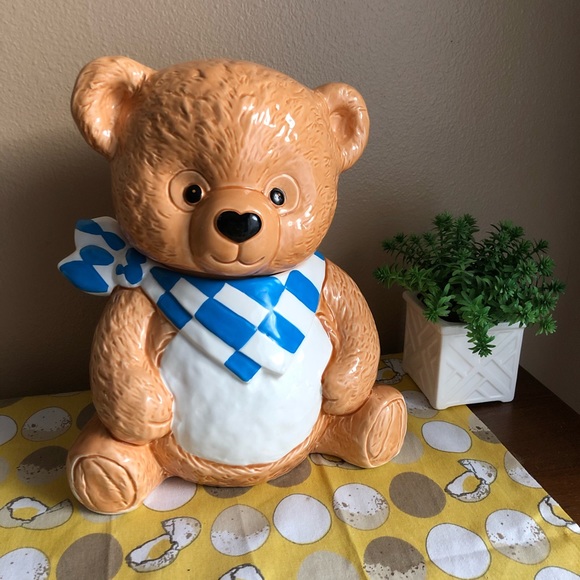 Vintage 90s bandana Teddy Bear cookie jar